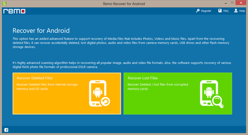 Android Video Recovery - Welcome Screen